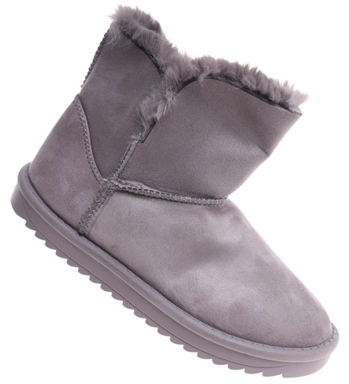 Szare kozaki śniegowce z futerkiem /A1-2 18358 T195/