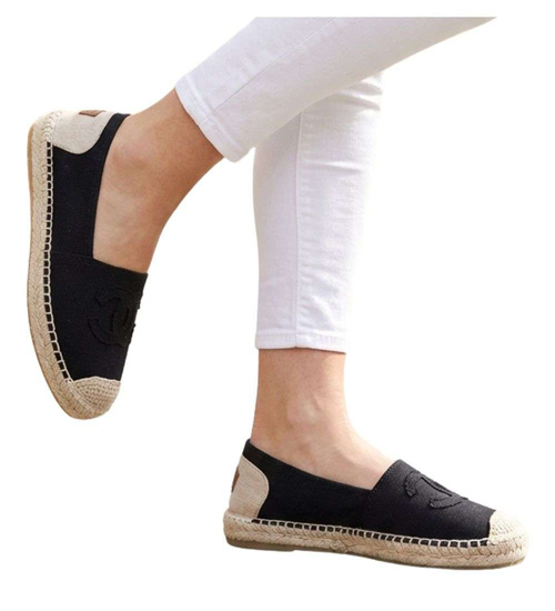 Wsuwane baleriny czarne espadryle /A10-1 18726 T188/