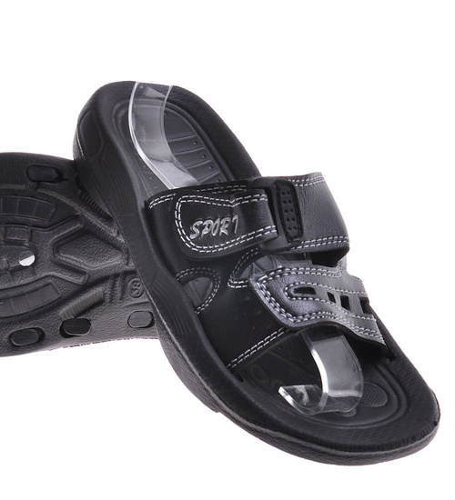 Czarne klapki chłopięce /B5-1 12018 T097/