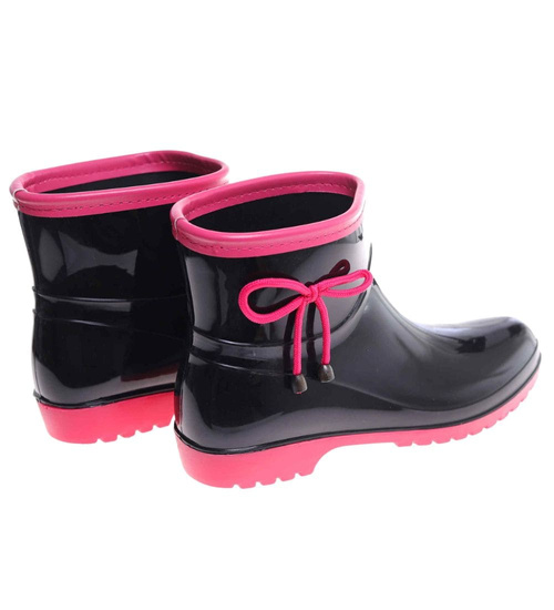 Kalosze damskie czarno różowe gumiaki /A4-1 18174 T352/
