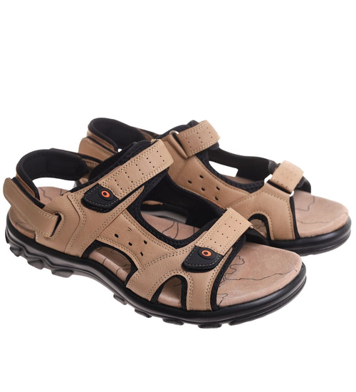 Sandały klapki męskie Beżowe nad wymiar /A9-1 17878 T582/