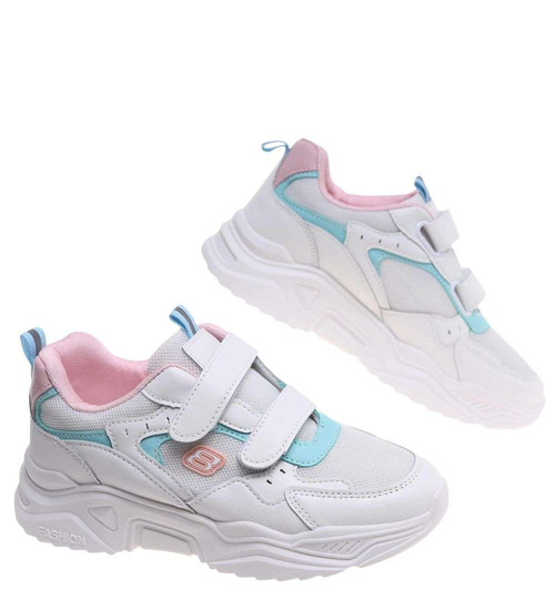 Buty sportowe na rzepy z pastelowymi wstawkami /A7-1 18838 T266/