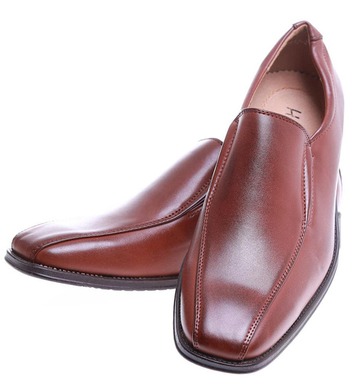 Wsuwane męskie brązowe półbuty mokasyny /E3-2 15498 T251/