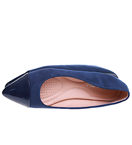 Granatowe baleriny damskie ze szpicem /B3-3 16013 T181/