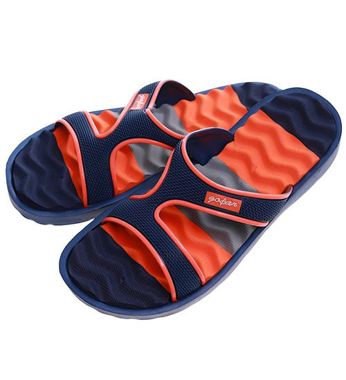 Basenowe klapki męskie Granatowe pomarańczowe /D6-1 17191  T087/