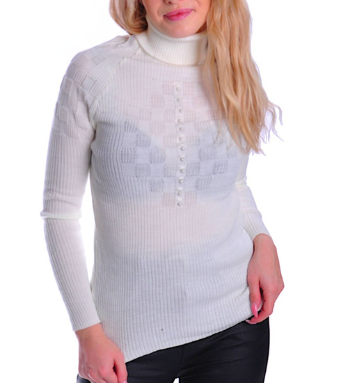 Damski golf z guziczkami Ecru /D1-1 UB383 T197/