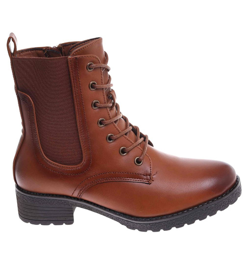 Karmelowe botki trapery damskie /G8-3 18272 W388/