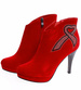 Czerwone damskie botki na szpilce /F7-2 16621 T140/