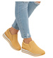 Ażurowe żółte sneakersy na koturnie /G5-3 18046 T183/