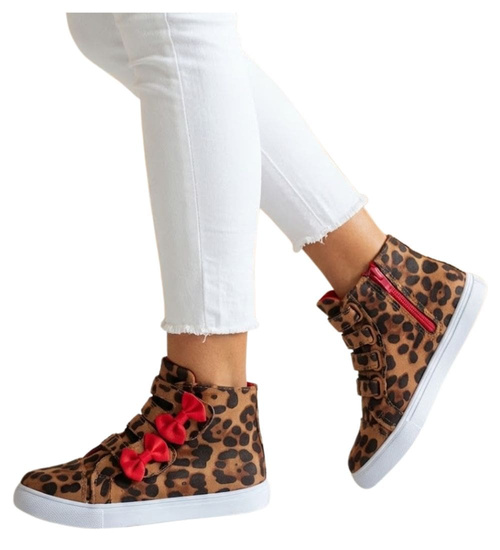 Wysokie trampki dziewczęce w panterkę /B3-3 3871 S281/