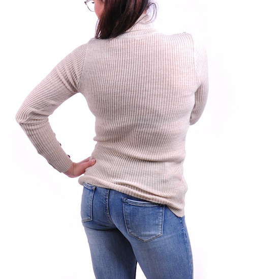 Damski beżowy golf z guziczkami /D8-1 UB287 U108/