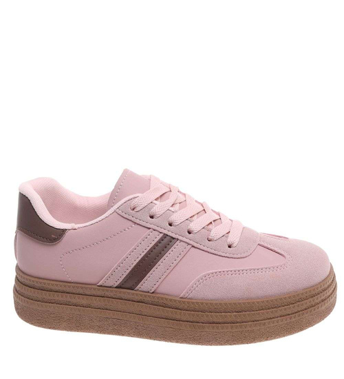 Pastelowe trampki na platformie Różowe /F2-3 18810 W288/