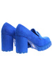 Modne niebieskie czółenka damskie na słupku i platformie /B6-2 15353 S487/
