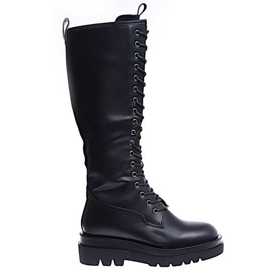 Czarne wysokie trapery glany /F8-3 15220 T595/