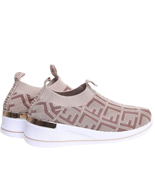 Wsuwane elastyczne buty sportowe Khaki /A4-2 16053 T184/