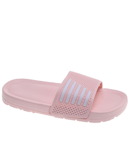 Klapki damskie na basen wodoodporne różowe ażurowe /G6-1 18641 T187/