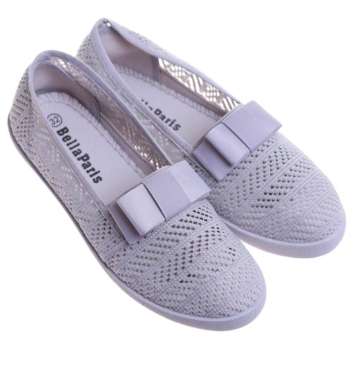 Ażurowe dziewczęce tenisówki Szare /D3-2 13656 T8/