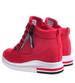 Czerwone sneakersy damskie na ukrytym koturnie /F2-3 10773 T630/