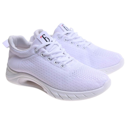 Białe wiązane sneakersy buty sportowe /A2-2 17710 W182/