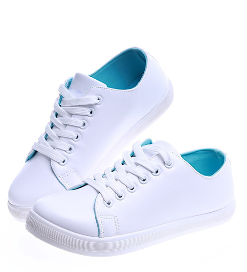 Białe sznurowane trampki damskie /G3-1 14211 S263/