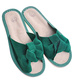 Skórzane domowe klapki z kokardą Zielone /B6-1 10859 S194/