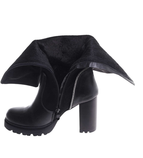 Wysokie zimowe botki na słupku /G7-1 18560 G484/