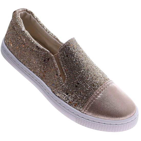 Złote wsuwane trampki dziewczęce /E9-2 17284 T121/