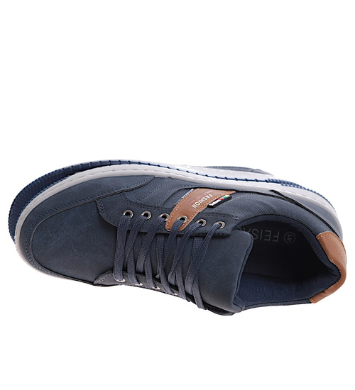 Granatowe sznurowane trampki męskie /D9-2 16665 T499/