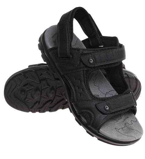 Sandały klapki męskie Czarne nad wymiar /A4-1 17880 T582/