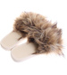 Beżowe klapki z efektownym futerkiem /F4-1 3259 S195/
