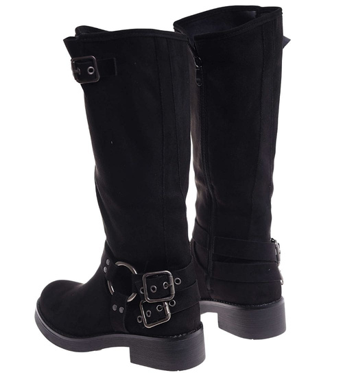 Czarne ocieplane kozaki oficerki /i4-2 h2 18408 G488/