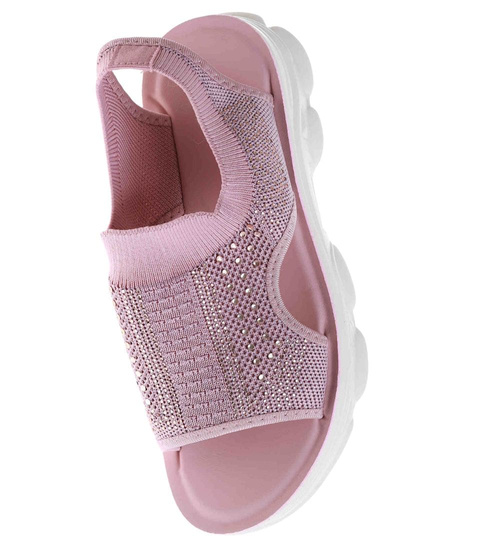 Różowe elastyczne sandały na platformie /A1-2 17743 W132/