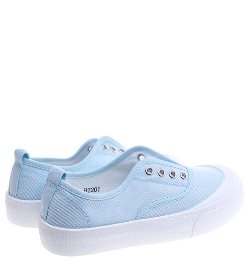 Wsuwane niebieskie trampki na platformie /C5-3 14074 S260/