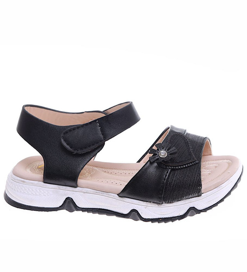 Czarne sandałki dziewczęce z rzepami /F6-2 16384 T286/