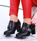 Wsuwane czarne botki damskie na obcasie /G5-1 14747 T281/