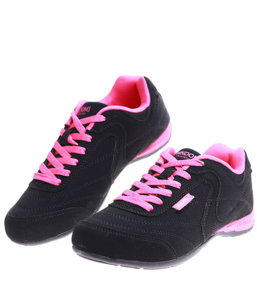 Lekkie czarno fuksjowe buty sportowe /E2-1 H2 14737 S149/