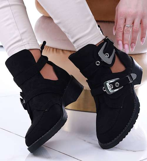 Wiosenne czarne botki z zamszu /C3-3 13613 S499/ Wiosenne czarne botki z zamszu /C3-3 13613 S499/