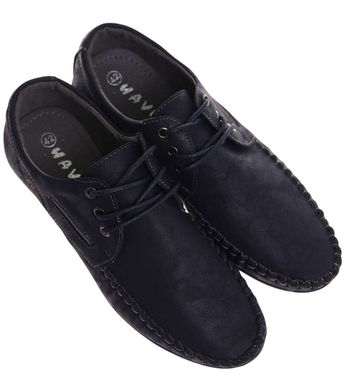 Męskie sznurowane półbuty Granatowe /A5-1 17983 T259/