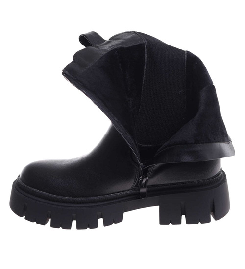 Ocieplane czarne botki na platformie /H2 J5-2 18377 T386/