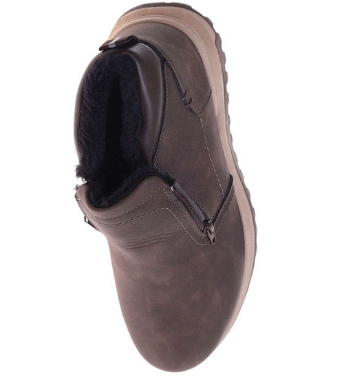 Brązowe botki męskie zimowe półbuty /E2-1 18595 T499/