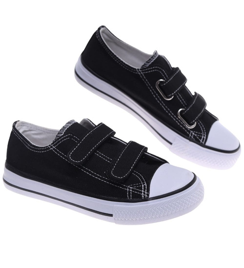 Czarne tenisówki dla dziewczynki na rzepy /D2-2 18637 T286/