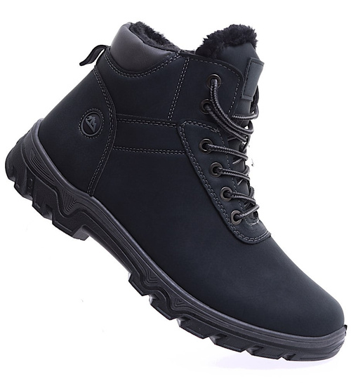 Zimowe czarne męskie buty trekkingowe /G5-3 15337 T630/