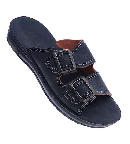 Męskie czarne klapki klamry /G13-1  13828 T292/