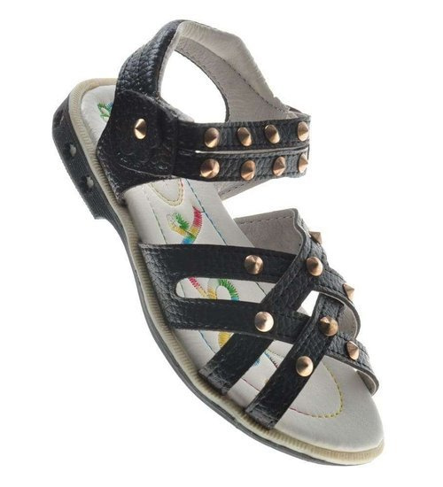 Czarne dziewczęce sandały paseczki /F3-2 9093 S096/