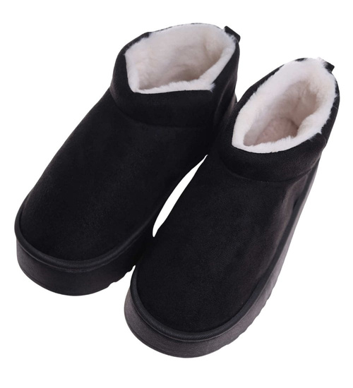 Kozaki śniegowce krótkie czarne ocieplane /D7-1 18349  T266/