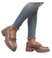 Półbuty loafersy damskie na platformie Khaki /K3-2 18619 W142/