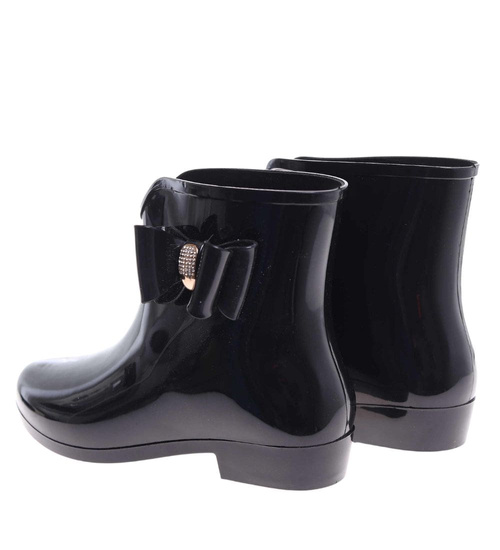 Kalosze damskie z kokardą czarne gumowce /F5-1+H2 18347 T255/