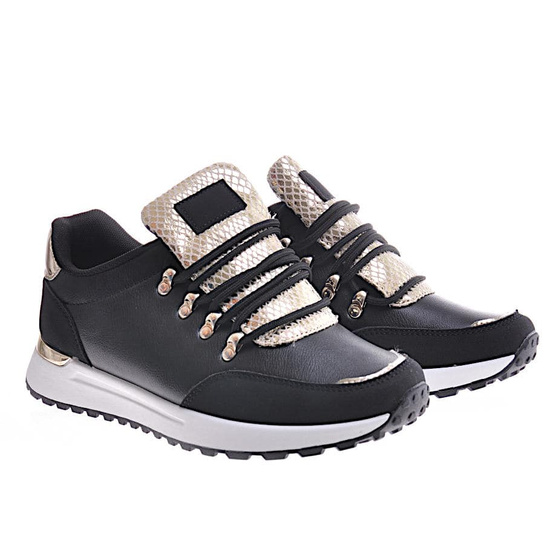 Modne damskie buty sportowe Czarne /A3-3 12345 T697/