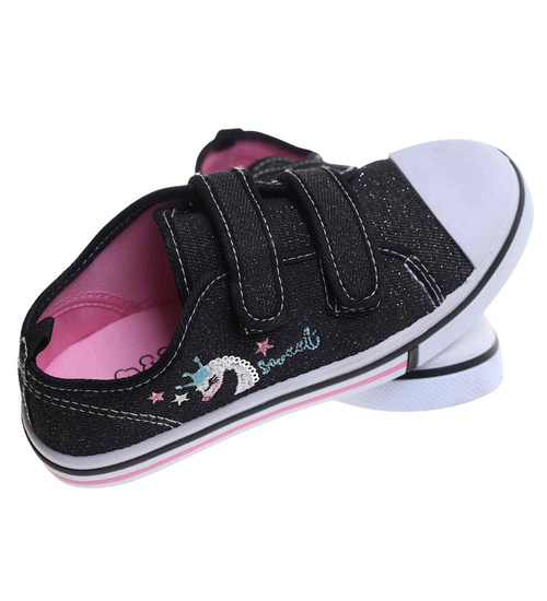 Czarne dziewczęce trampki na rzepy /E10-2 18112 200/