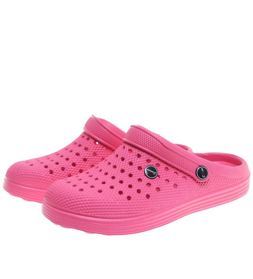 Wodoodporne różowe kryte klapki damskie ażurowe /H2 18645 S185/